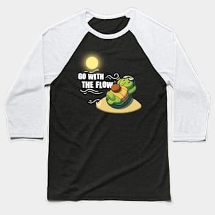 Go With The Flow Funny Beach Anime Turtle Baseball T-Shirt